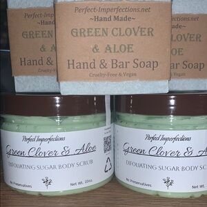 Green Clover & Aloe Handmade Exfoliating Sugar Scrub link in bio